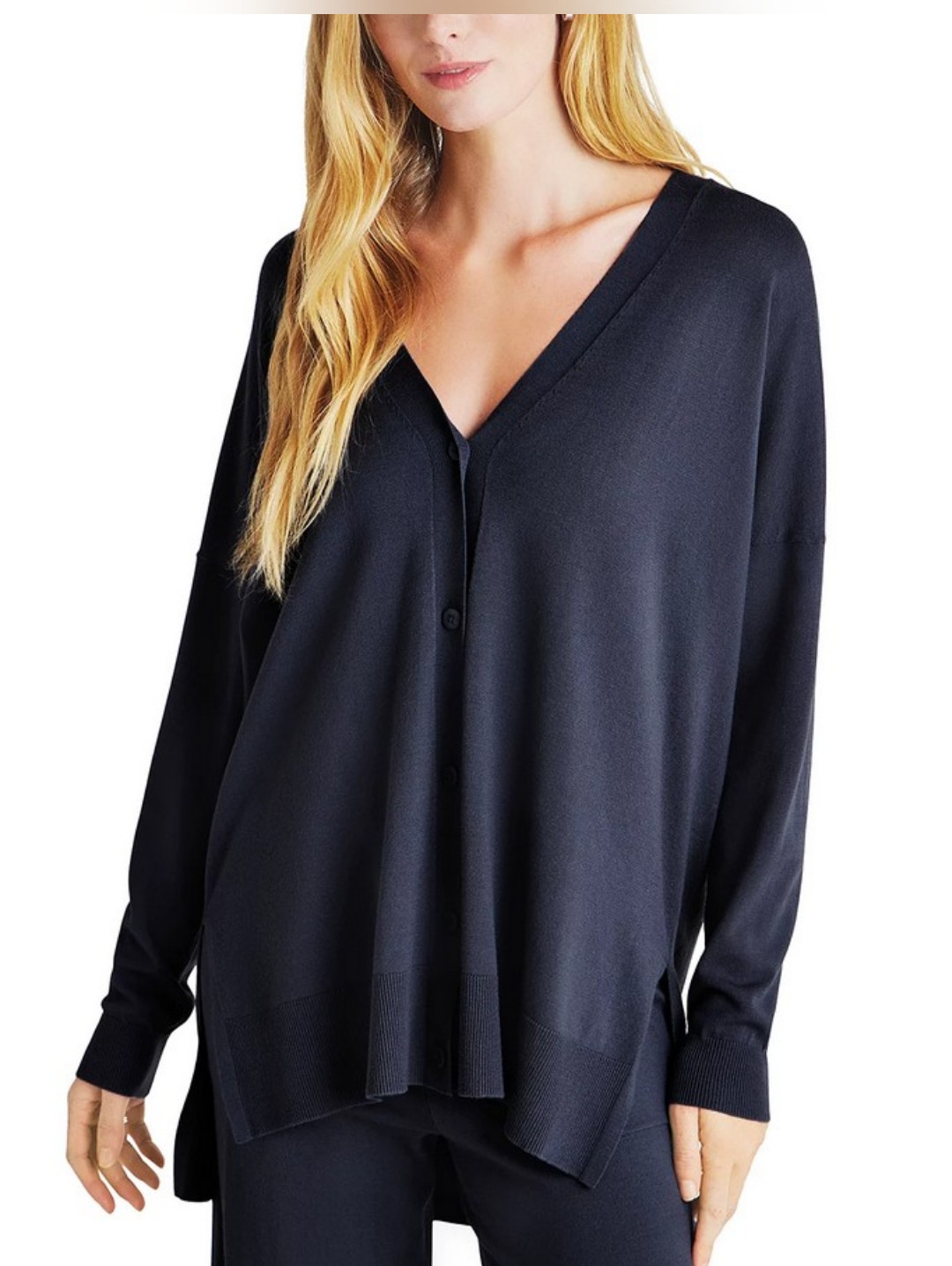 Splendid Navy Veronica Tunic V-Neck Cardigan Size Large Nwt $148